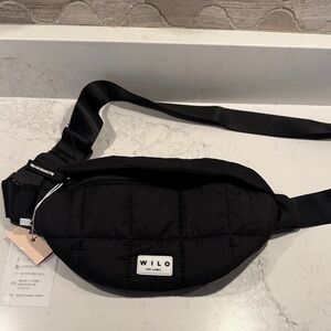 Wilo Black Quilted Crossbody Bag